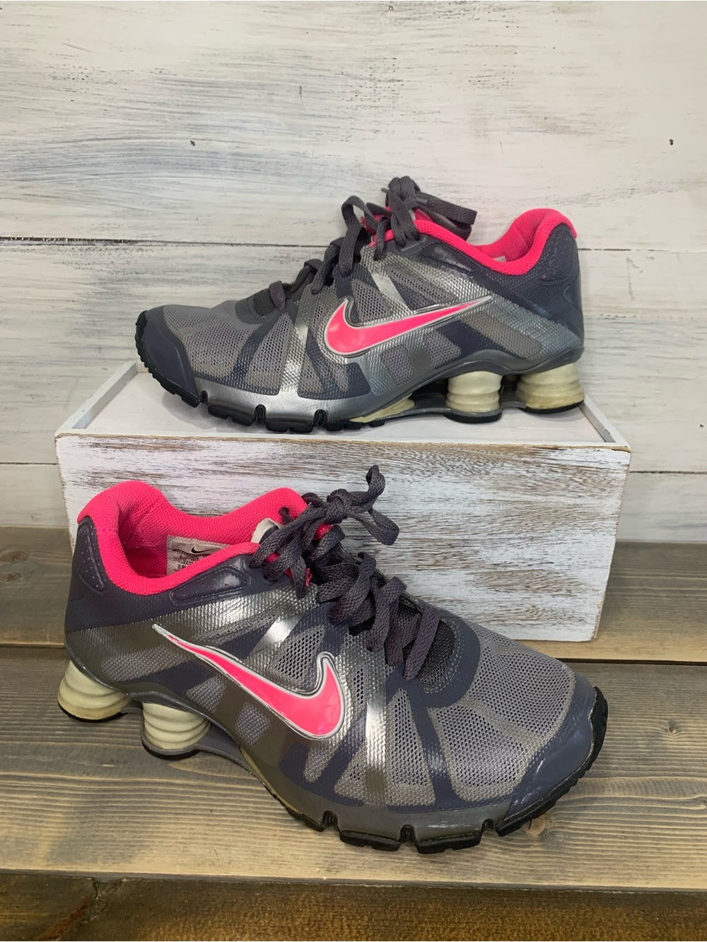 Nike Women's Gray and Pink Athletic Running Shoes